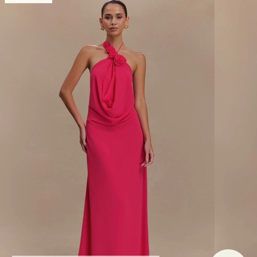Meshki Rosalia Cowl Neck Dress, Raspberry